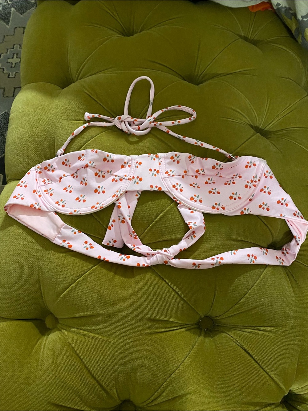 Frankies Pink Strawberry Print Bikini Top (S)